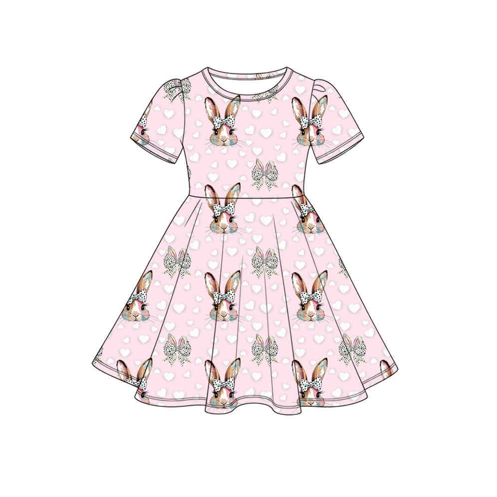 Preorder MOQ 5 pcs Each Style Easter Bunny Dots Bows Love Kids Matching Clothes