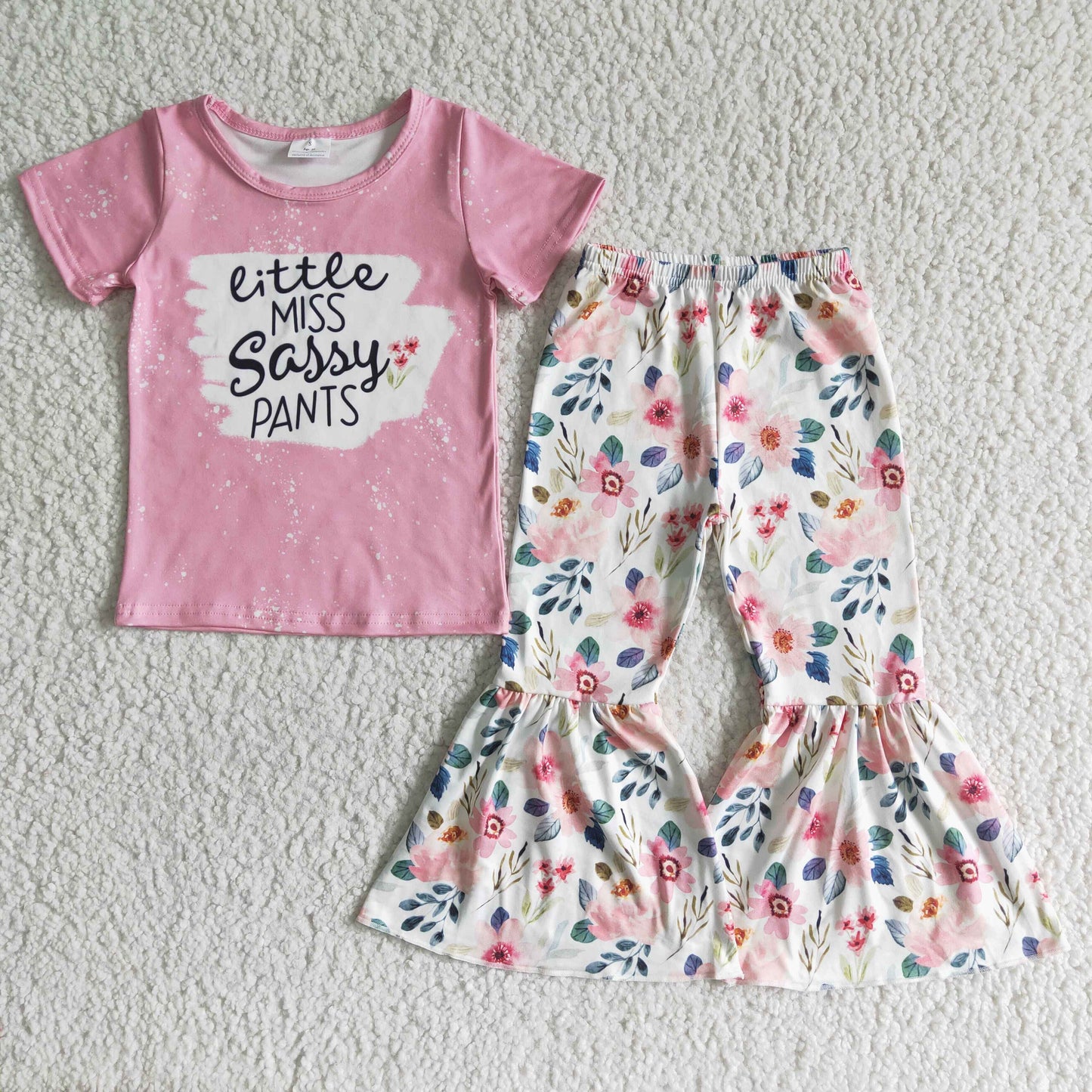 Clearance GSPO0062 Pink MISSSassy short sleeve floral pantsuit for girls