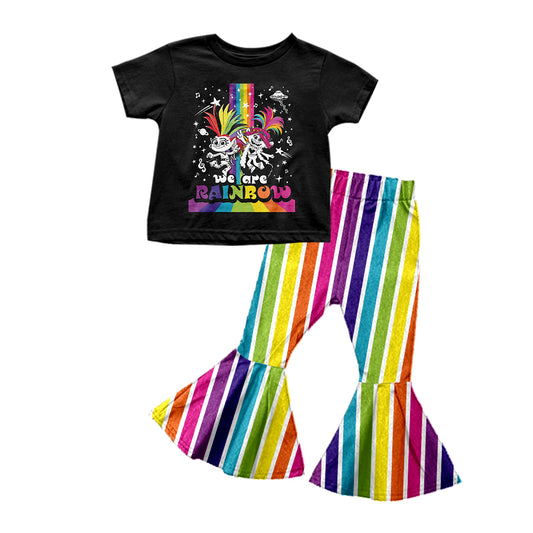 preorder GSPO1258 Rainbow Girls Short Sleeve Pants Outfits