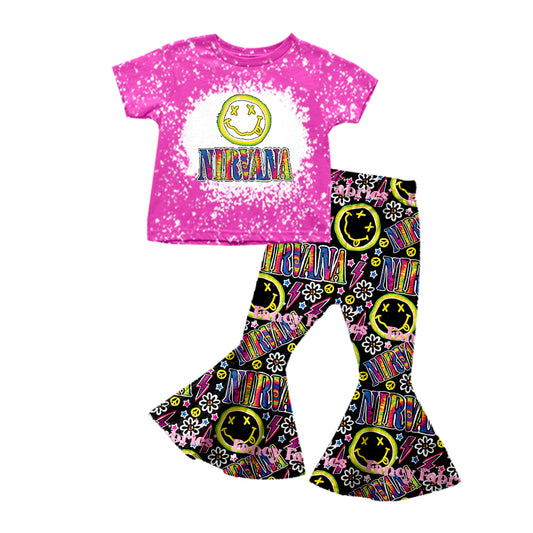 preorder GSPO1338 Pink Smile Girls Short Sleeve Pants Outfits