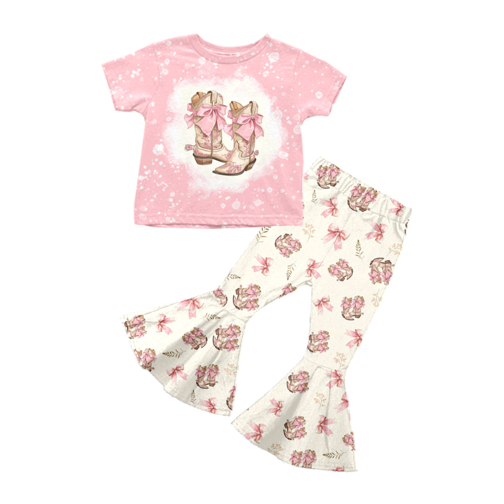 Preorder GSPO1747 Pink short sleeve pantsuit with bow boots