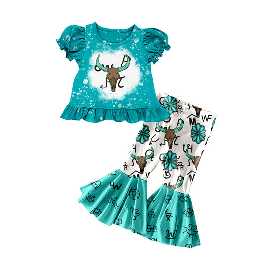 MOQ 5 preorder GSPO2114 Alpine Bullhead Short Sleeve Emerald Character Pants Girls Set 202510
