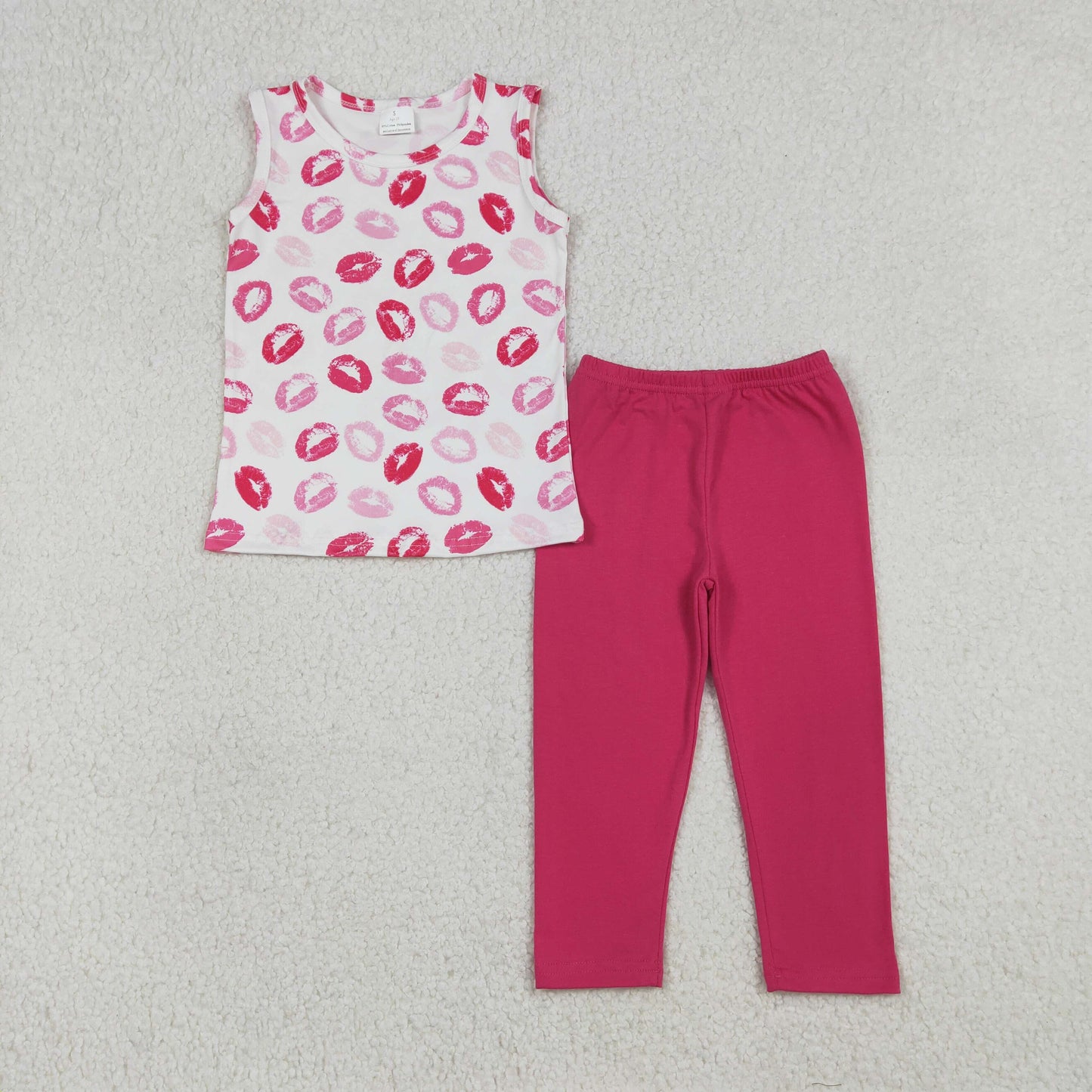 GSPO2191 Valentines Day Lips Lipstick Vest Rose Red Leggings Pants Girls Sets 202512 RTS