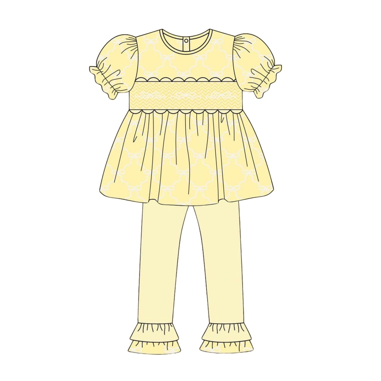 MOQ 5 PCS Preorder GSPO2266 Bows Plaid Yellow Short Sleeve Pants Girls Sets 202512