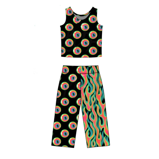 MOQ 5 PCS Preorder GSPO2299 Black 8 Black Sleeveless Pants Girls Sets 202603