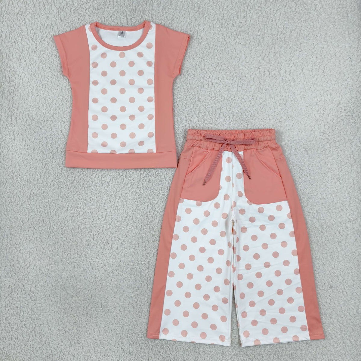 GSPO2333 Orange Color Dots Cute Yoga Girls Set