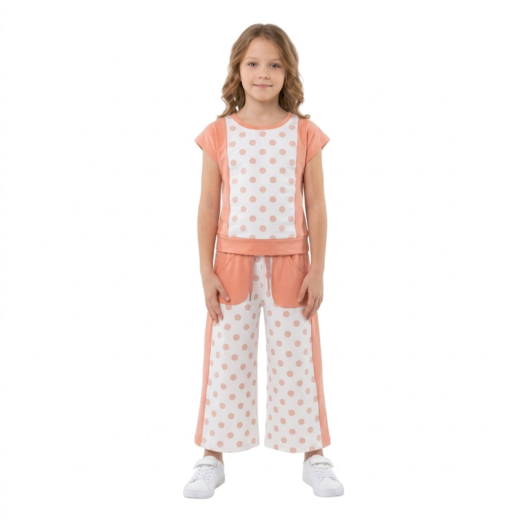 GSPO2333 Orange Color Dots Cute Yoga Girls Set
