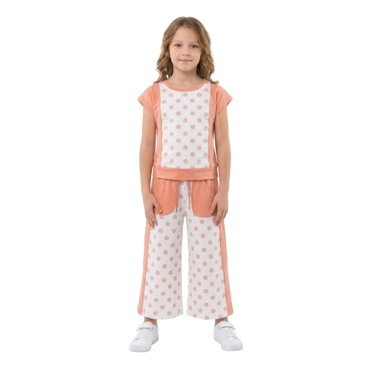 GSPO2333 Orange Color Dots Cute Yoga Girls Set