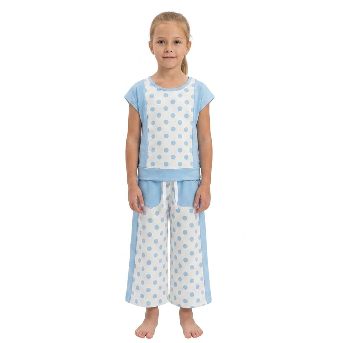 GSPO2334 Green Blue Color Dots Cute Yoga Girls Set