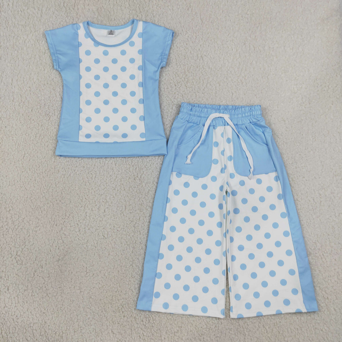 GSPO2334 Green Blue Color Dots Cute Yoga Girls Set