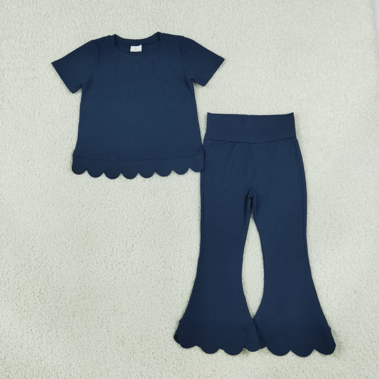 RTS GSPO2343 toddler girl clothes solid color scallop edge girl spring fall pant set
