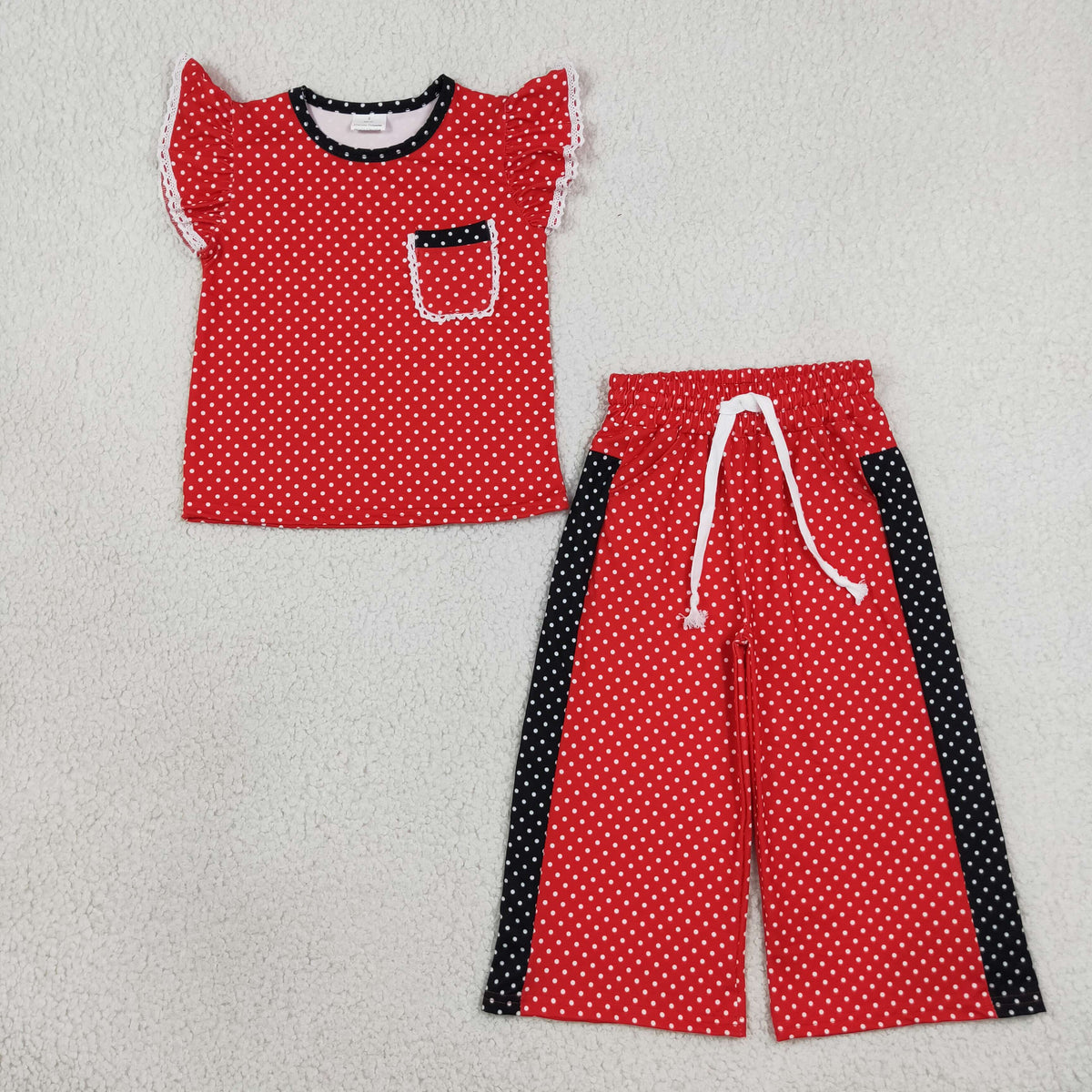 GSPO2370 Black Red Color Dots Cute Girls Set