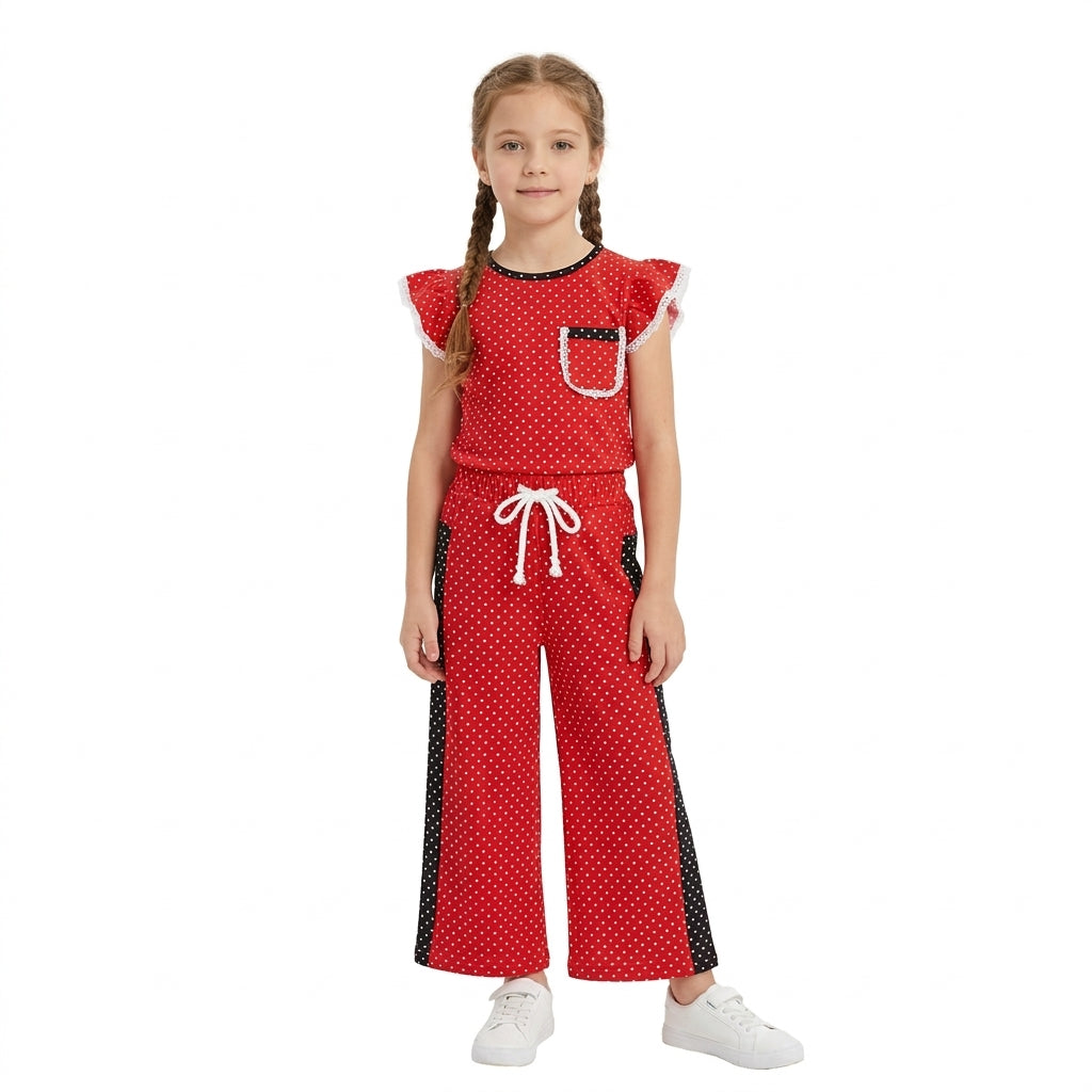 GSPO2370 Black Red Color Dots Cute Girls Set