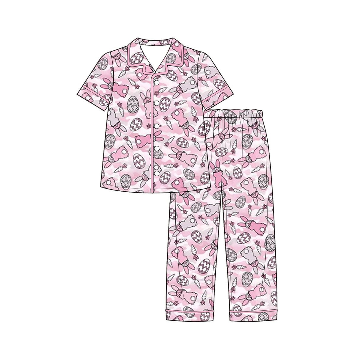 Preorder MOQ 5 pcs Each Style Easter Bunny Camo Kids Matching Clothes 202609