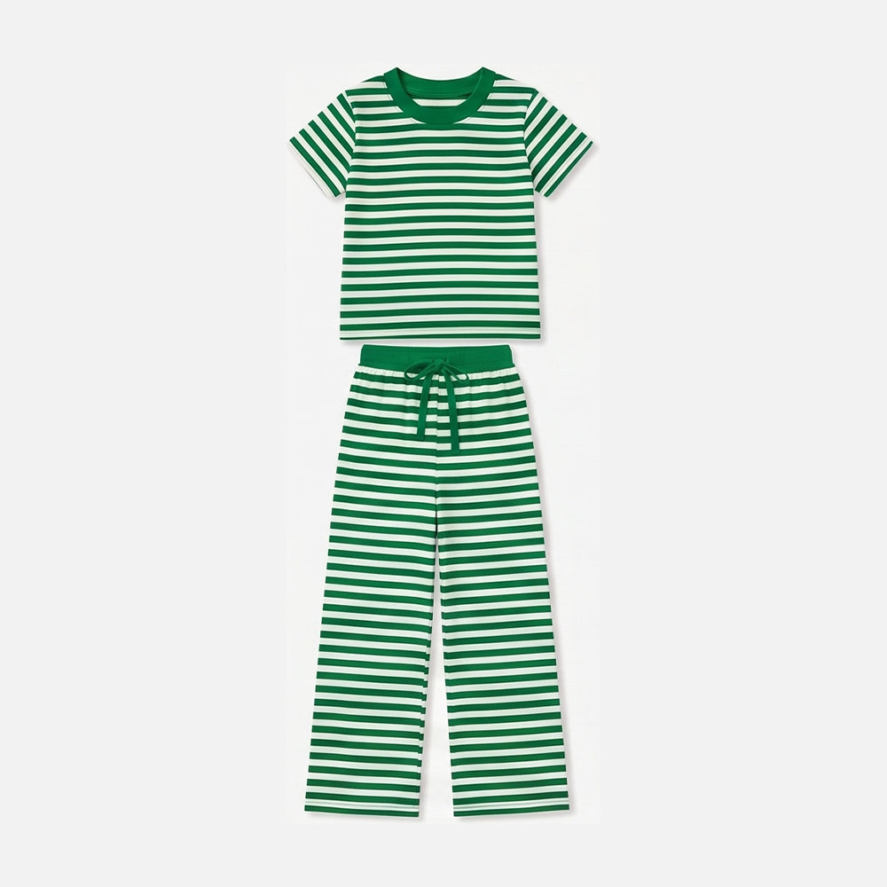 Preorder MOQ 5 pcs Each Style Solid Colorful Stripe Kids Matching Clothes 202609