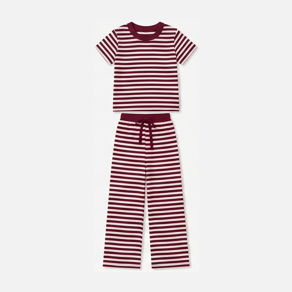 Preorder MOQ 5 pcs Each Style Solid Colorful Stripe Kids Matching Clothes 202609