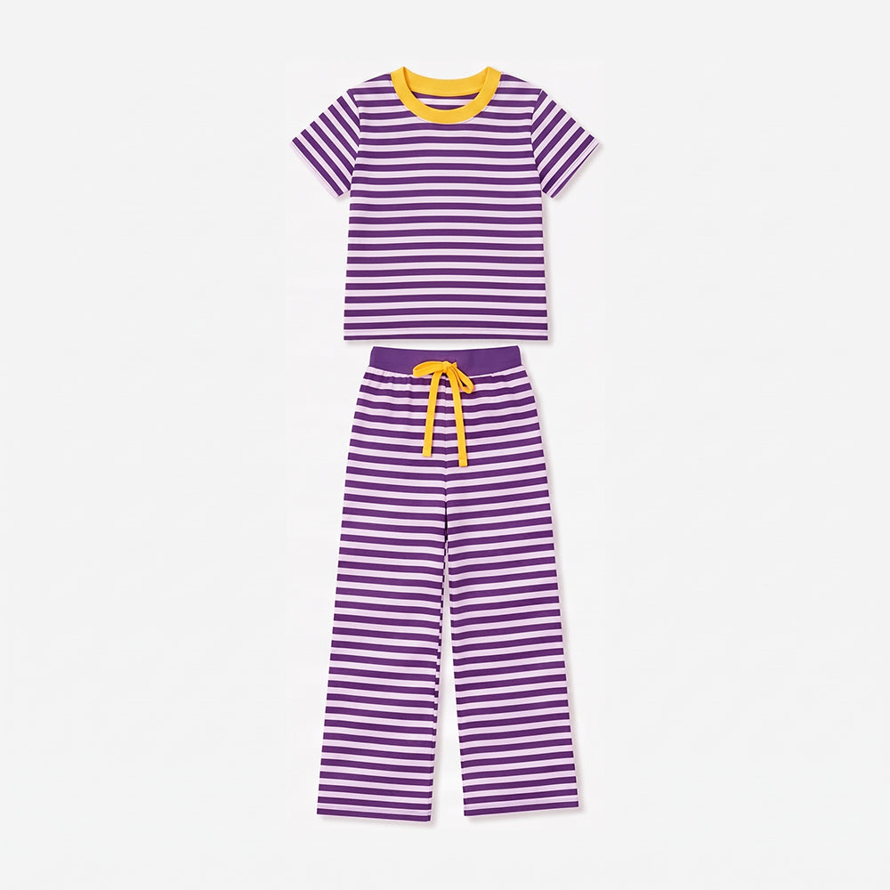 Preorder MOQ 5 pcs Each Style Solid Colorful Stripe Kids Matching Clothes 202609