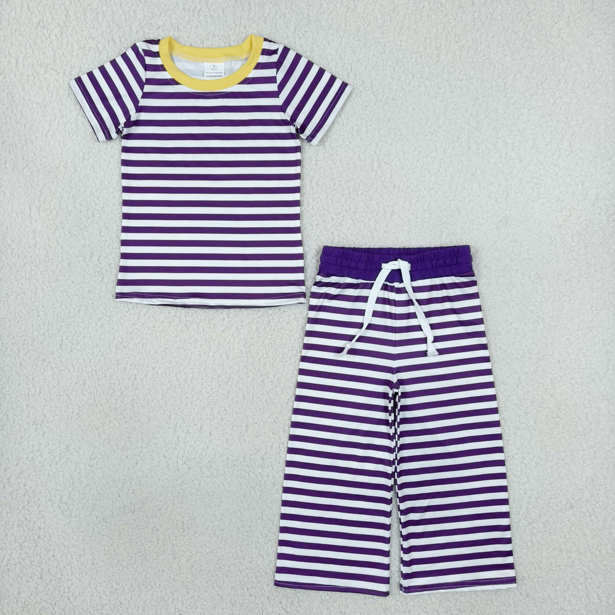 GSPO2386 Solid Dark Purple Stripe Girls Set