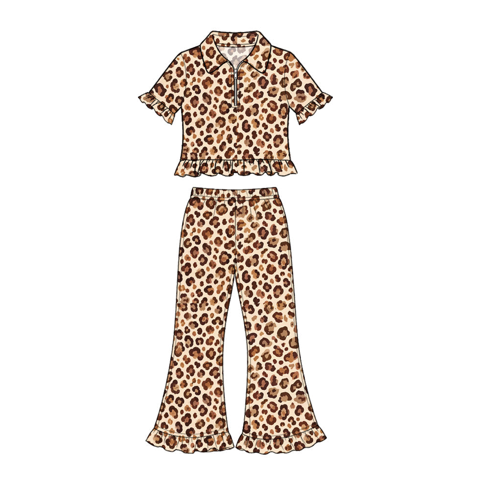 Preorder MOQ 5 pcs Each Style Bows Leopard Saint Patrick Leaves Kids Matching Clothes
