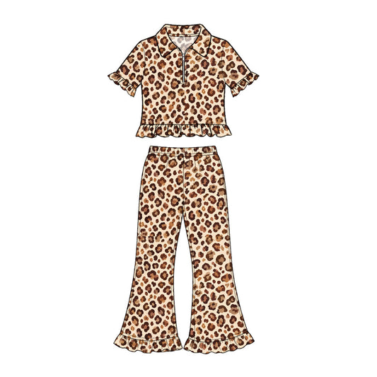 Preorder MOQ 5 pcs Each Style Bows Leopard Saint Patrick Leaves Kids Matching Clothes