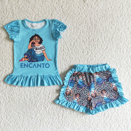 Clearance GSSO0019 Encanto blue bubble short sleeve shorts suit