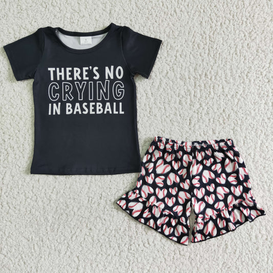 Clearance GSSO0023 Black baseball short-sleeved shorts suit