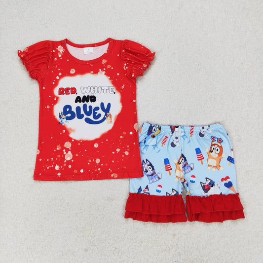 GSSO0543 red white bluey shorts suit. Red white bluey shorts suit