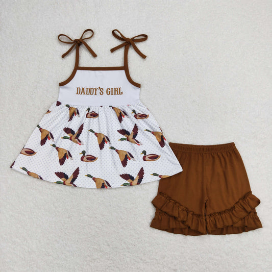GSSO0807 Embroidered Daddy's Girls Halter Ruffle Shorts Girls Set RTS 202508
