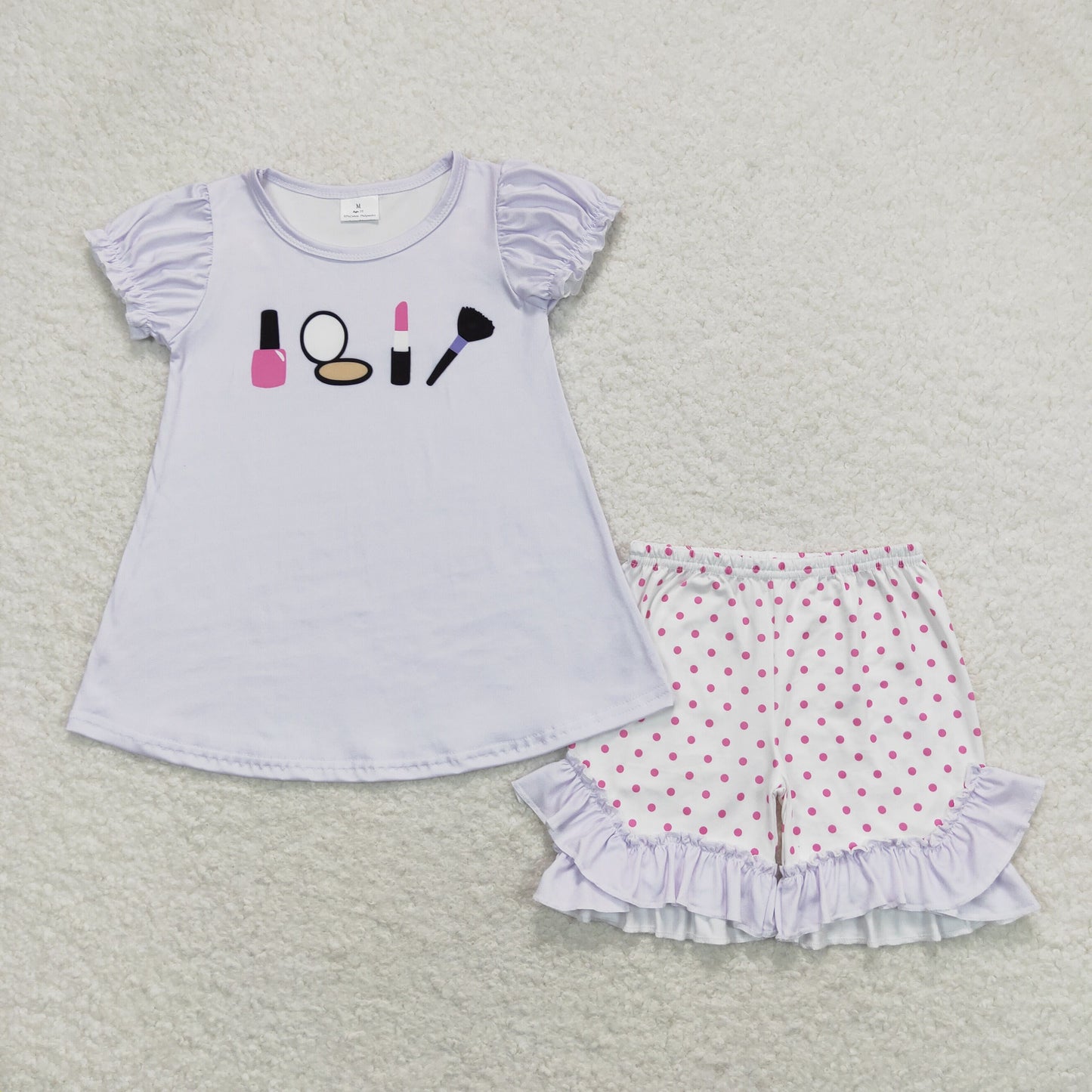 GSSO0862 Mirror lipstick purple short sleeve shorts set High quality 2024 new style babi clothing set girl baby girls