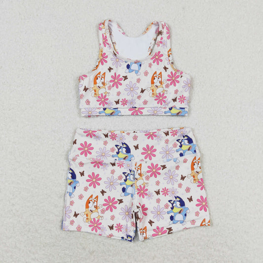 GSSO0900 bluey Flower Butterfly Sleeveless shorts set High quality