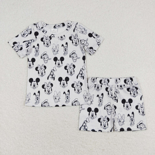 GSSO1151 Mickey Minnie light grey short-sleeved shorts suit