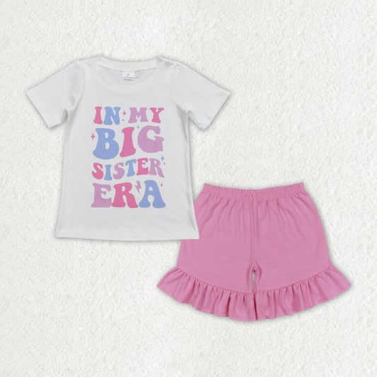 GSSO1400 in my big sister era printed multi-color shorts high quality wholesale kid clothing set for girl summer