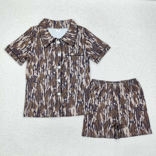 GSSO1537 Adult women's camouflage button short sleeve pants pajamas set New arrival