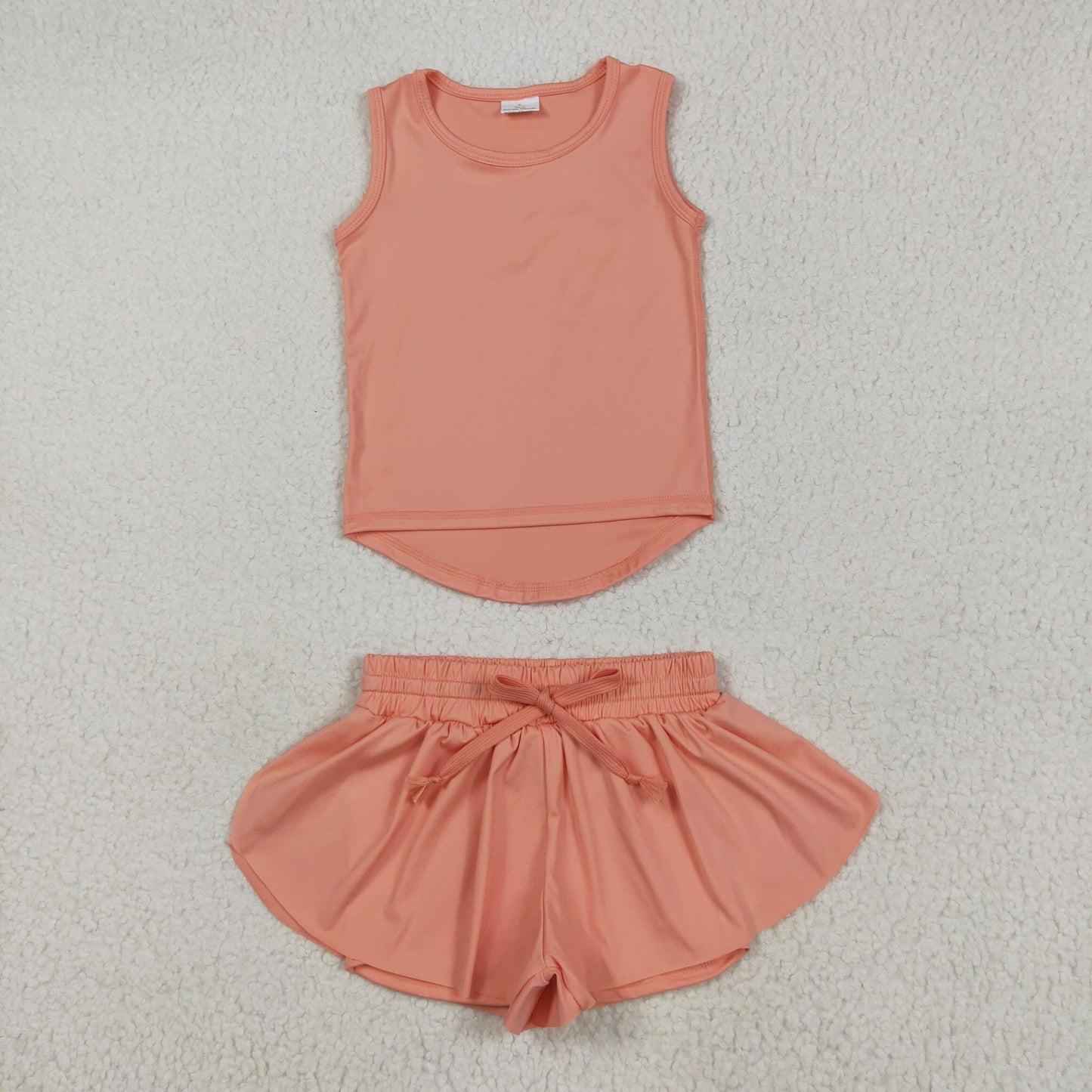 GSSO2502 Pure Orange Yoga Milk Silk Sleeveless Top Shorts Set Girls Boutique Outfit 202505 RTS