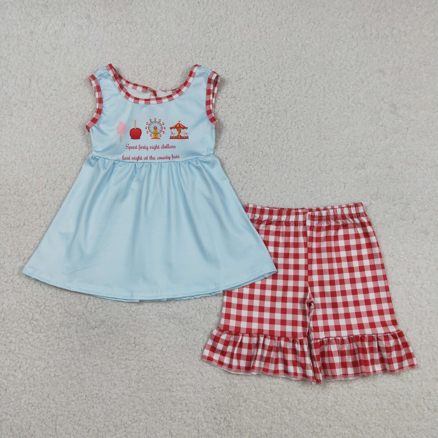 Sibling Matching Clothes Ferris Wheel Amusement Park Light Blue Sets 202603 RTS