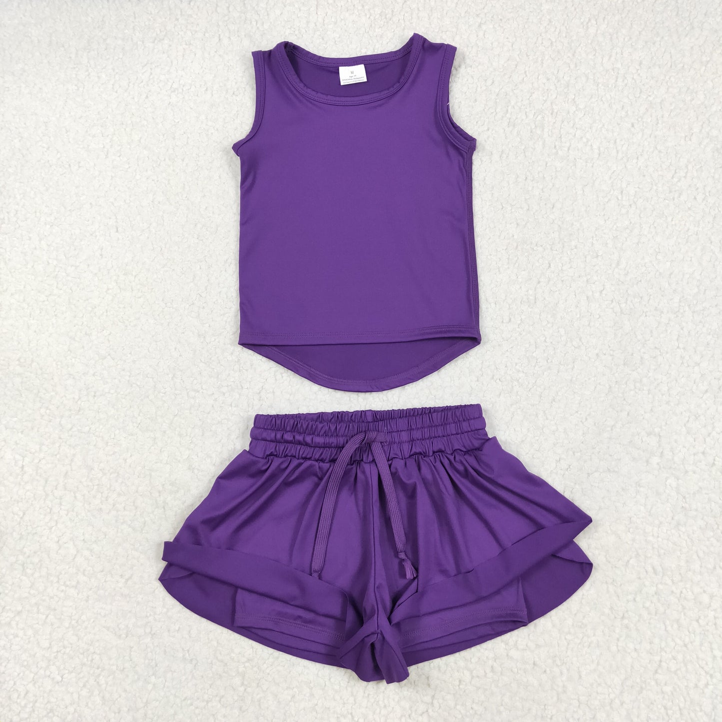 GSSO2573  Yoga outfit Pure Dark Purple Sleeveless top shorts 2 pieces set Girls Boutique outfit 202505 RTS