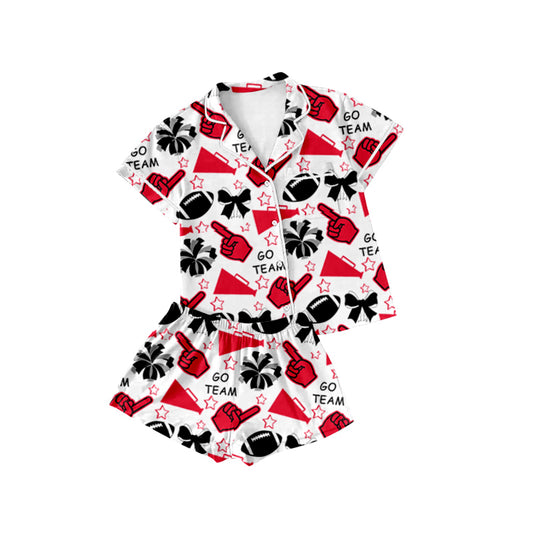 Preorder GSSO2673 Go Team Polo Short Sleeve Shorts Pajamas Sets Girls Boutique Outfit  202506