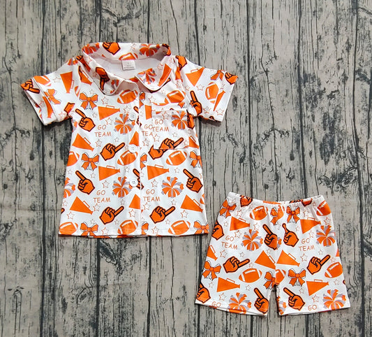 GSSO2676 Go Team Orange Polo Short Sleeve Shorts Pajamas Girls Sets 202509 RTS
