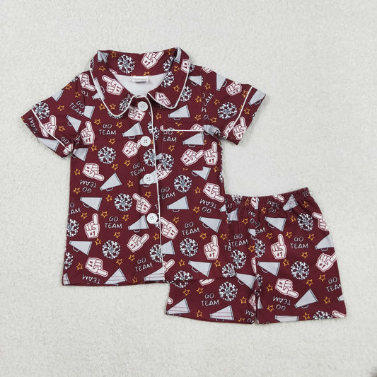 GSSO2678 Go Team Red Polo Short Sleeve Shorts Pajamas Girls Sets 202508 RTS