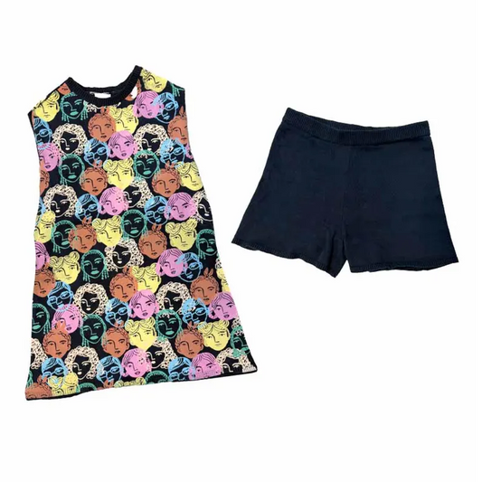 Preorder GSSO2682 Girls Boutique Portrait Black Sleeveless Shorts Sets Girls Boutique Outfit  202506
