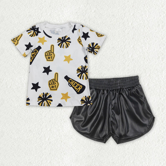 GSSO2685 4th of July Black Leather Shorts Set Girls Boutique 202506 RTS