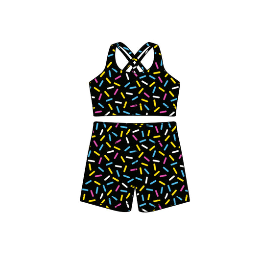preorder GSSO2699 Adult Women Ice Cream Black Vest Shorts Sets  202507