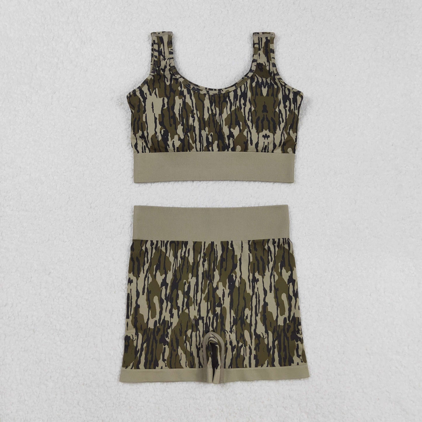 GSSO2701 Adult Women Army Green Camouflage Sleeveless Shorts Sets  202509 RTS
