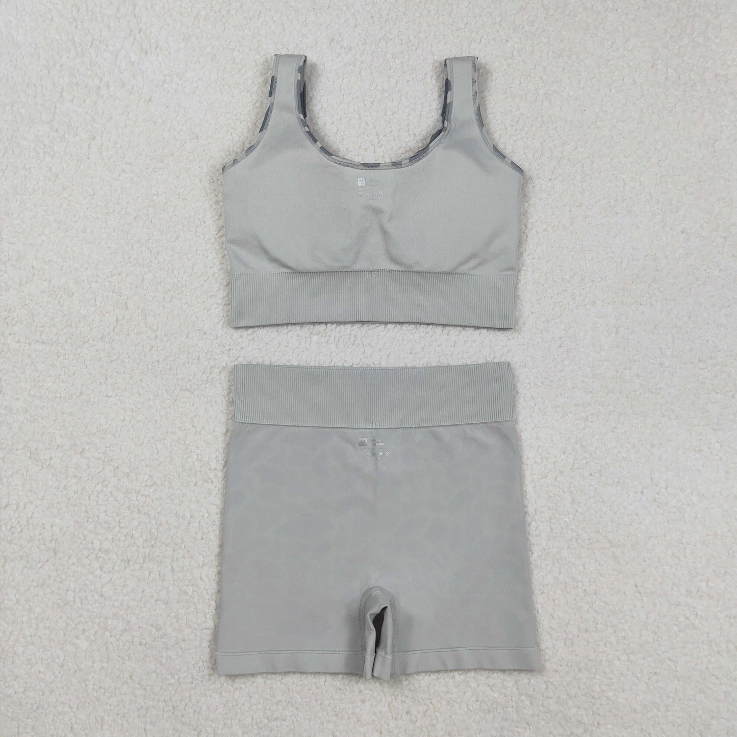 GSSO2702 Adult Women Gray Camouflage Sleeveless Shorts Sets  202509 RTS