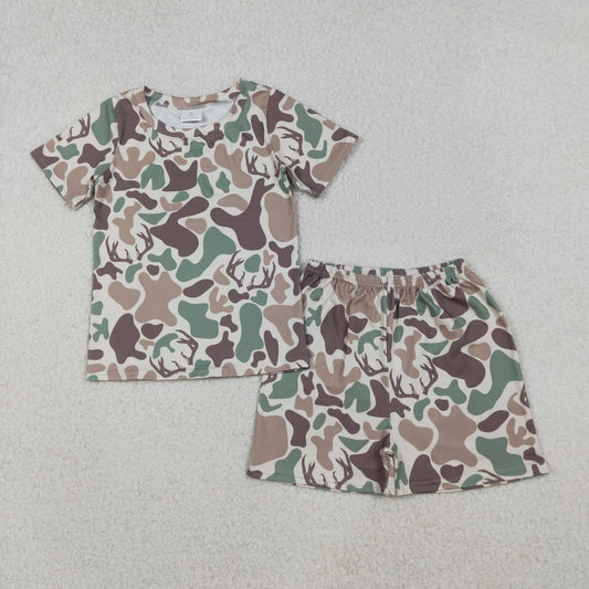 GSSO2708 Girls Boutique Deer Hunting Green Camo Short Sleeve Shorts Sets 202510 RTS