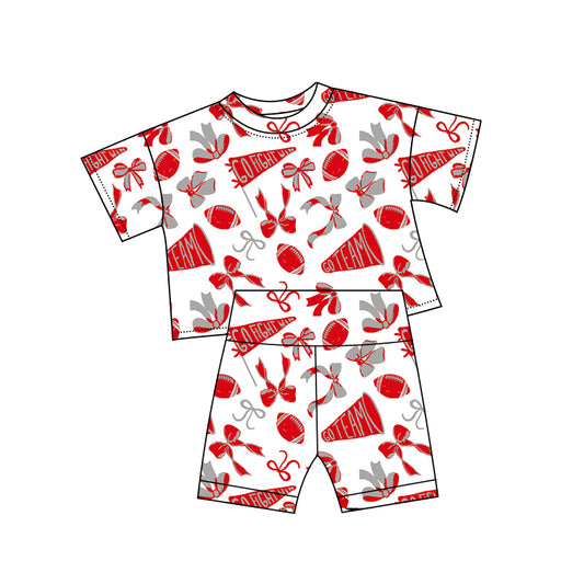 MOQ 8 preorder GSSO2727 Football Go Team Short Sleeve Shorts Girls Set 202510