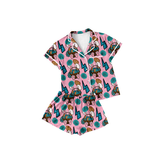 MOQ 5 preorder GSSO2746 Easter Bunny Polo Button Short Sleeve Shorts Girls Set 202510