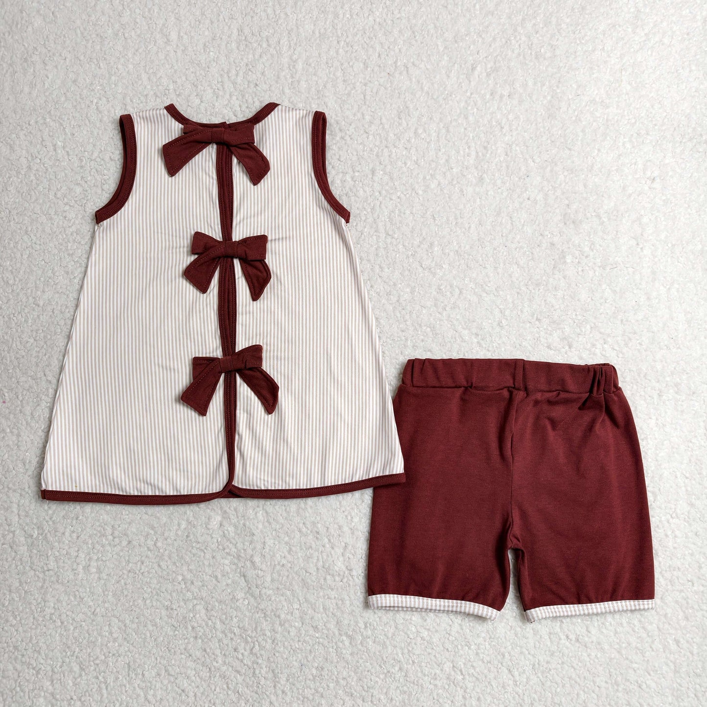 GSSO2763 it's alright to be little bitty Guitar Boots Hat Stripe Brown Sleeveless Shorts Girls Set 202606 RTS