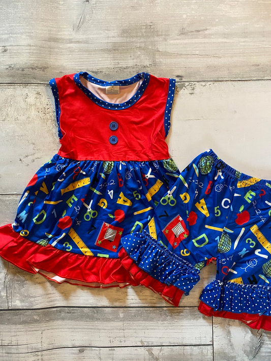 MOQ 5 PCS Preorder GSSO2983 Back to School Ruffle Sleeveless Shorts Girls Sets 202511