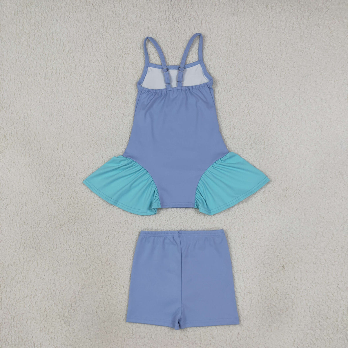 GSSO3264 Solid Color Tulle Yoga Girl's Slip Dress With Short 2 Pcs Set